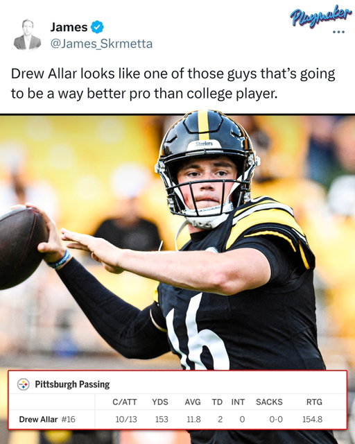 Steelers QB Drew Allar went OFF in his preseason debut 🔥

3 total TDs in a 28-9 victory over the Packers 👀