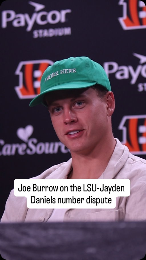 Bengals QB Joe Burrow didn’t have any immediate thoughts about the LSU-Jayden Daniels number dispute but said he was told his No. 9 wouldn’t be used at LSU again.