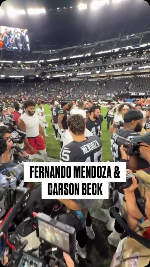 Carson Beck & Fernando Mendoza reunite after last year's National Championship Game

🎥 @nfl
