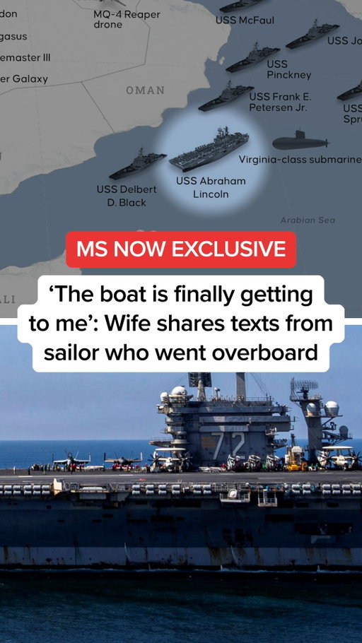 MS NOW’s @priyareporter and @lindsey.pipia spoke exclusively with the wife of a sailor who jumped from the USS Abraham Lincoln after struggling with his mental health. His wife shared his final text messages before he went overboard and says his concerns were repeatedly brushed off as families and lawmakers demand answers about conditions aboard the ship.

A Navy spokesperson said in a statement, “We take every service member’s well-being seriously and have medical and mental health professionals available to assess and address concerns as they arise.”

If you or someone you know is in crisis, call or text 988 to reach the Suicide and Crisis Lifeline or chat live at 988lifeline.org. You can also visit SpeakingOfSuicide.com/resources for additional support.

Link in bio to read more.

#news #iran #military