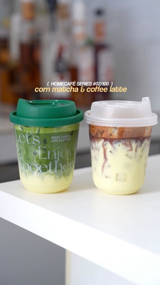got hooked on homemade corn milk and apparently now it needs to be in my coffee AND matcha too 🤤🌽

— 100ml corn milk 
— Pour double shot espresso ( frothed ) 
— 5g of matcha 

For matcha ; 
— Sieve 5g of matcha powder
— 50ml of water [ < 80’ ] 
[ 15ml room temp for paste + 35ml hot water ]
— Whisk until it fully dissolved

#fyp #cornmilklatte #explorepage #homecafe #viral