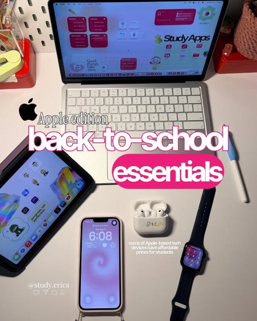 Back-to-School Essentials 
(Apple edition 🍎) 

It’s about showing my Apple-based devices pick for back to school, and my review for each device. And I think guys need it as an essential reference for this semester.

As an Apple user, I can’t deny how efficient these devices are for my life, thanks to its syncing data across the same ecosystem devices 💻.

Hope it works for guys. Thanks for Reading 🫶🏻!

#backtoschoolessentials #backtoschool2026 #appleeducation #studygramcommunity #techreview 

Are you into Android or iOS ❓