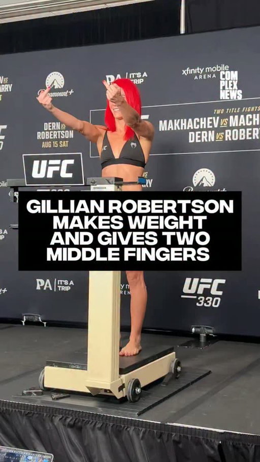 @savage_ufc makes weight for her fight against @mackenziedern and throws up two birds in Philadelphia ahead of UFC 330