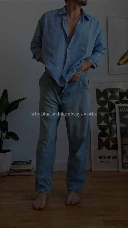 tonal dressing adds depth without trying too hard. Clean, cohesive, and effortlessly stylish 🩵 

Jeans @uniqlo 
Shirt @asos_man 

#BlueOnBlue #TonalDressing #MensStyle #MonochromeOutfit #EffortlessStyle