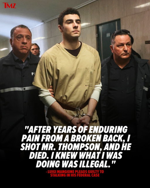 🚨 Luigi Mangione just pled guilty to stalking in his federal case in the killing of UnitedHealthcare CEO Brian Thompson, a stunning move that could torpedo his upcoming New York state murder trial.