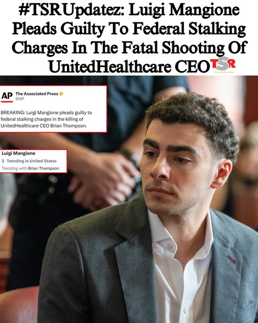 TSR STAFF: Jade Ashley @Jade_Ashley94 
____________________________________
#TSRUpdatez: On Friday, #LuigiMangione formally pled guilty to federal stalking charges in the 2024 murder of #UnitedHealthcare CEO #BrianThompson, admitting that he trailed him and gunned him down. According to @apnews, Mangione told the court, “On the morning of Dec. 4, 2024, I shot Mr. Thompson in Manhattan, and he died.” 
____________________________________
Mangione was charged by federal and state prosecutors, and this guilty plea now resolves one of the two cases. His legal team could reportedly seek to have the state case thrown out on double jeopardy grounds. His sentencing is set for December 18th. Both the federal and state charges could lead to a life prison sentence.
____________________________________
Mangione said to the court that he targeted Thompson “after years of enduring severe pain from a broken back and navigating the obstacles of the health insurance system.” According to officials, Mangione was not a UnitedHealthcare customer. 
____________________________________
The trial on state murder charges against Mangione is scheduled to start in September. However, at the moment, it’s unclear whether the trial will proceed after he pleaded guilty in the federal case. Back in February, Mangione told the judge, “It’s the same trial twice. One plus one is two. Double jeopardy by any commonsense definition.”
____________________________________
As previously reported, in December 2024, Brian Thompson was shot from behind outside a New York City hotel while making his way to his company’s annual investor conference. (📸: @apnews) ✍🏾: #TSRStaffJW
