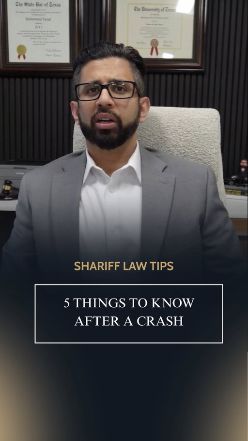 A car accident unfolds in seconds, but the decisions made right after can shape everything that comes next. Here are five things worth knowing.

  1.  Contacting 911 immediately matters, even if the crash looks minor at first. It creates an official record that can become critical later.
 2.  Photographing the scene locks in details that are easy to lose once the area clears, vehicle positions, damage, and road conditions included.
 3.  Getting evaluated by a doctor right away helps catch injuries that aren’t immediately obvious, since some symptoms take time to appear.
 4.  Approaching insurance conversations carefully, particularly with the other driver’s insurer, helps avoid statements that could be used to minimize a claim.
 5.  Staying off social media about the accident keeps casual posts from being twisted into evidence against an injury later.

These five steps work together to protect both health and the outcome of any potential claim.

Follow Shariff Law for the essentials to remember after a crash.

#injurylawyers #lawyers #texasinjurylawyers #houstonlawyers