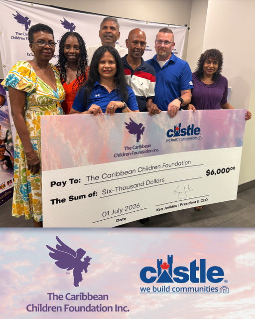 Castle was pleased to present The Caribbean Children’s Foundation in Brampton, ON with a cheque in the amount of $6000

The proceeds were raised at the Ontario Buying Expo earlier this summer, where Castle hosted a Casino Fun Night for members and vendors in attendance.

The TCCF is a Canadian-based charity that enables poor and critically ill Caribbean children to receive access to proper medical treatment and the specialized medical care needed. The donation was made possible through the generosity of our expo attendees and a Castle match.
