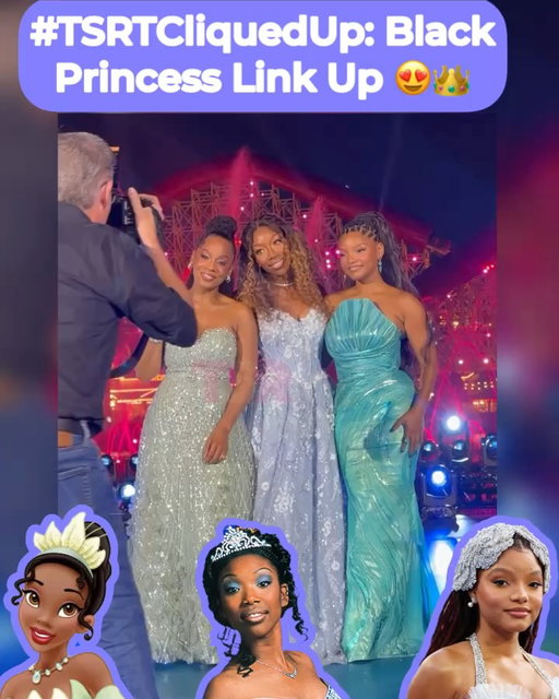#TSRTCliquedUp:All our favorite Black princesses in one place! Anika Noni Rose, Brandy, and Halle Bailey were all smiles as they linked up at Disney Princess: The Ultimate Concert Celebration 😍👑🖤 (📸: @gettyimages) ✍🏾: #TSRStaffTC