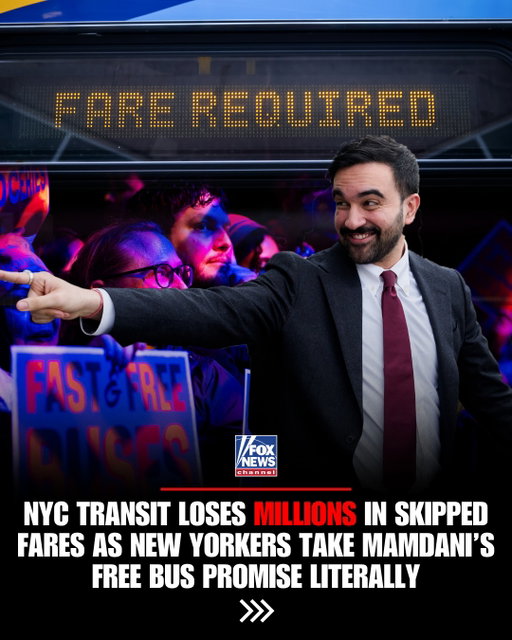 New York City’s buses may not be free — but transit officials say more riders are treating them like they are.

Nearly half of bus riders are now skipping the $3 fare, while paid ridership dropped nearly 8% in June and fare revenue fell $31 million during Mayor Zohran Mamdani’s first six months in office compared with the same period last year.

MTA Chairman Janno Lieber says “all of the talk of free buses” is having an impact, while the city’s largest transit union says fare evasion is the worst its drivers have seen.

Mamdani campaigned on “fast and free buses,” but the state-controlled MTA is already staring down a projected $300 million deficit next year — and one expert says the cost of eliminating bus fares could be roughly $1.1 billion annually.