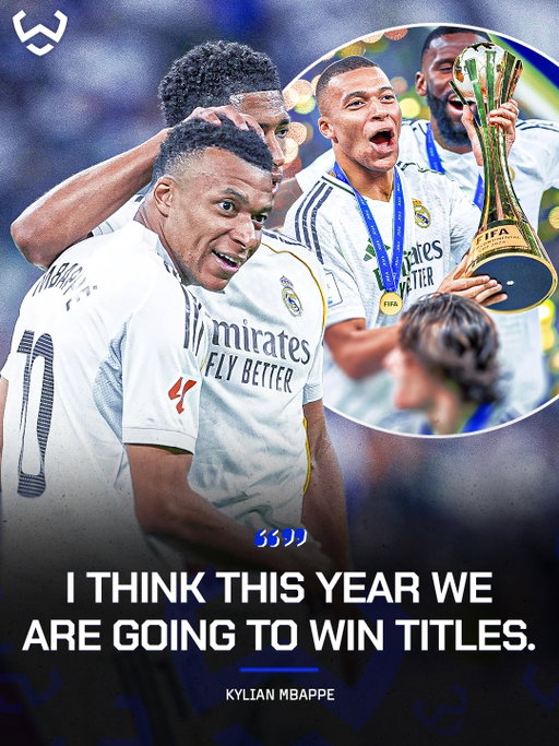 Kylian Mbappé has made Real Madrid’s mission clear for the new season. 🤍🏆

After ending last season without a trophy, Mbappé says the focus is simple: WIN.

“This is our moment to take a step forward and win titles.”

He also praised José Mourinho, saying it is a huge positive to have a coach who knows how to win.

How many trophies will Real Madrid lift this season? 👀
