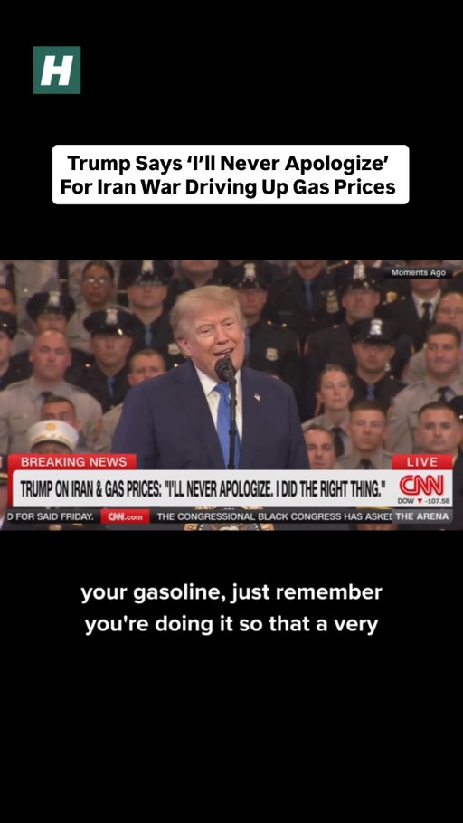 President Donald Trump told a crowd of police officers Friday he’ll “never apologize” for starting a war with Iran that has sent gas prices soaring, while simultaneously applauding himself for how low gas prices would be in a fictional world where he hadn’t embarked on his war of choice.

More at our link in bio. // 🎥 CNN