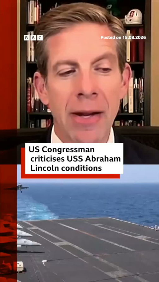 US Congressman Mike Levin has criticised reported conditions aboard the USS Abraham Lincoln aircraft carrier.

Among the concerns raised were claims of "mouldy showers, broken toilets and long stretches with no hot water".

The US Navy said "traditional supply hubs" had been "disrupted by combat actions".
 
Tap the link in @BBCNews's bio to read more about the aircraft carrier, which has spent more than 250 days at sea.
 
#USNavy #Military #BBCNews
