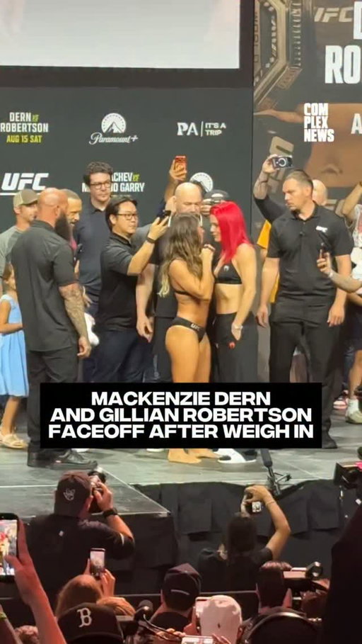 @mackenziedern and @savage_ufc had an electric faceoff before UFC 330 on stage after weigh ins