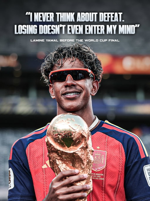 𝐋𝐀𝐌𝐈𝐍𝐄 𝐘𝐀𝐌𝐀𝐋 𝐌𝐄𝐍𝐓𝐀𝐋𝐈𝐓𝐘! 🌟🧠

Spain have released a video of Lamine Yamal ahead of the World Cup final.

“I never think about defeat. In my mind, 𝐋𝐎𝐒𝐈𝐍𝐆 𝐃𝐎𝐄𝐒𝐍’𝐓 𝐄𝐗𝐈𝐒𝐓; 𝐈𝐓’𝐒 𝐍𝐎𝐓 𝐀 𝐏𝐎𝐒𝐒𝐈𝐁𝐈𝐋𝐈𝐓𝐘”, Lamine said. 🥶🧘🏽‍♂️