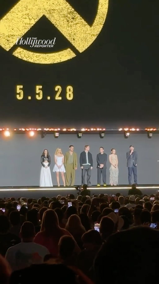 At #D23, Kevin Feige announces #XMen coming to theaters May 5, 2028 and is joined by Sadie Sink (Jean Grey), Kit Connor (Cyclops), Chris Abbott (Prof. X), Samara Weaving (Emma Frost), Inde Navarrette (Rogue) and Maya Boyd (Storm). Adam Driver is also among the cast as the villain Mr Sinister.