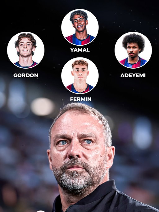 🚨 𝐑𝐄𝐕𝐄𝐀𝐋𝐄𝐃: Hansi Flick has been trying a new attack in training! 💙❤️👀

Lamine Yamal as 𝐅𝐀𝐋𝐒𝐄 𝟗. Anthony Gordon and Karim Adeyemi as wingers and Fermin Lopez as attacking midfielder. ⚡️

Lamine with number 10, could be playing as false 9 just like Leo Messi early on in his Barca career. 🪄

𝐋𝐄𝐆𝐄𝐍𝐃𝐀𝐑𝐘 ✨