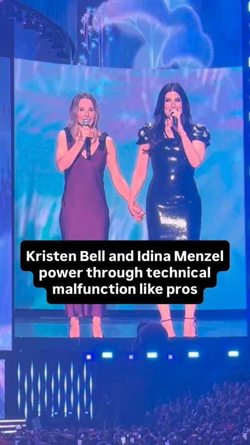 Sisters help each other in a pinch! 💕
‘Frozen 3’ stars Kristen Bell and Idina Menzel’s performance hit a glitch during a big entertainment showcase at D23: The Ultimate Disney Fan Event, but they powered through like pros, with Menzel squeezing Bell’s hand to help her keep the beat.
#D23 #Frozen #IdinaMenzel #KristenBell #Disney