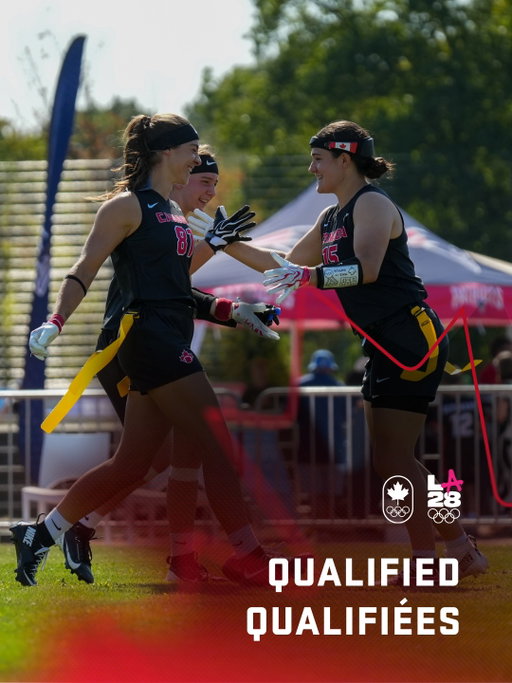 QUALIFIED FOR LA 2028 🥳⁣
⁣
Team Canada’s women’s flag football team has secured the country’s first quota spot for the LA 2028 Olympic Games by reaching the final of the IFAF Flag Football World Championships 🏈⁣
⁣
-⁣
⁣
QUALIFIÉES POUR LA 2028 🥳⁣
⁣
L’équipe féminine canadienne de flag football a assuré la première place de quota du Canada pour les Jeux olympiques de Los Angeles 2028 en atteignant la finale des Championnats du monde de flag football de l’IFAF 🏈