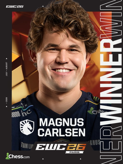 MAGNUS CARLSEN WINS THE ESPORTS WORLD CUP AGAIN 🏆🏆

After another legendary undefeated run, @magnus_carlsen adds to his 2025 title with a 2-0 (3-1, 3-1) Grand Final victory against Denis Lazavik! 🔥 #EWC