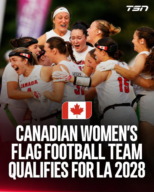 The Canadian women's flag football team has officially qualified for the 2028 LA Olympics!

Canada defeated No. 1 Mexico at the flag football world championships to clinch their Olympic berth and will play against the United States on Sunday for gold.