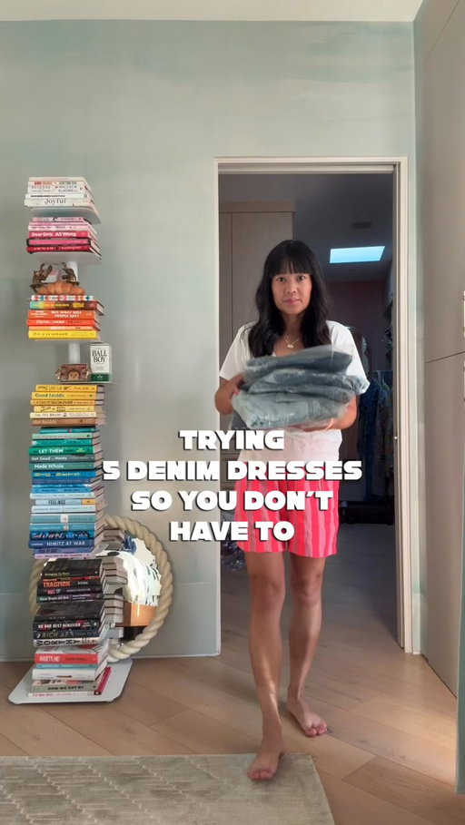 I LOVE A GOOD DENIM DRESS for this summer to fall transition. Here are 5 I tried on both short and long AND they are all 40% off right now. Comment “denim” and I’ll DM you the links!