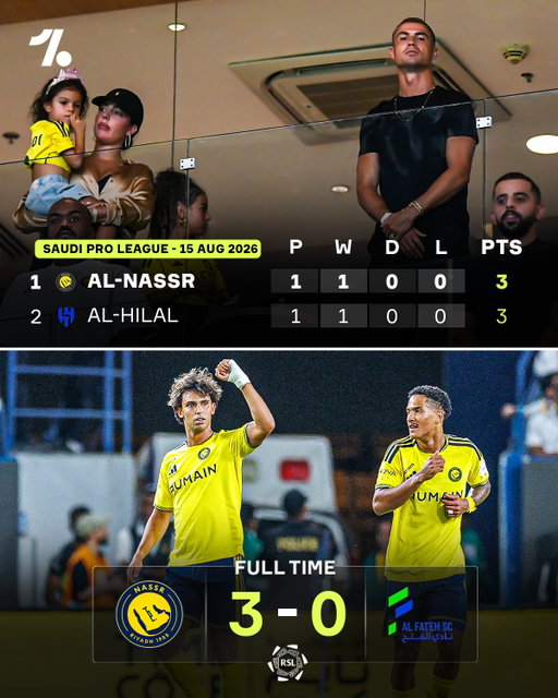 Don Cristiano Ronaldo watched on as Al-Nassr topped the table after the opening game of the Saudi Pro League season 😎💛🇸🇦