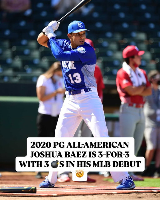🤯🤯🤯

Joshua Baez has gone deep THREE times now in his first big league game; here he is showing some of that power as a 17-year-old back at the 2020 Perfect Game All-American Classic in Oklahoma City.