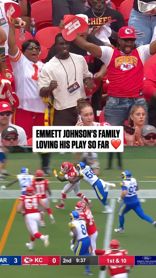 Chiefs rookie RB Emmett Johnson’s family all came out to support for his first Preseason game ❤️ 

LARvsKC on @nflnetwork 
Stream on @nflplus