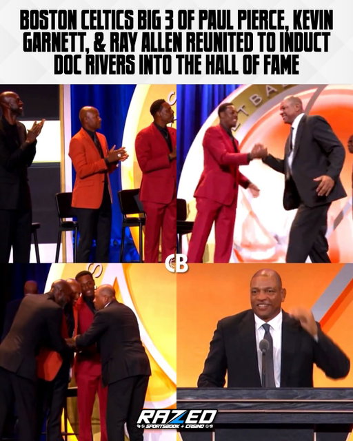 Boston Celtics 2008 Championship-winning BIG 3 of Paul Pierce, Kevin Garnett, & Ray Allen reunited to induct head coach Doc Rivers into the Hall of Fame! 🏆☘️

Legends! ❤️