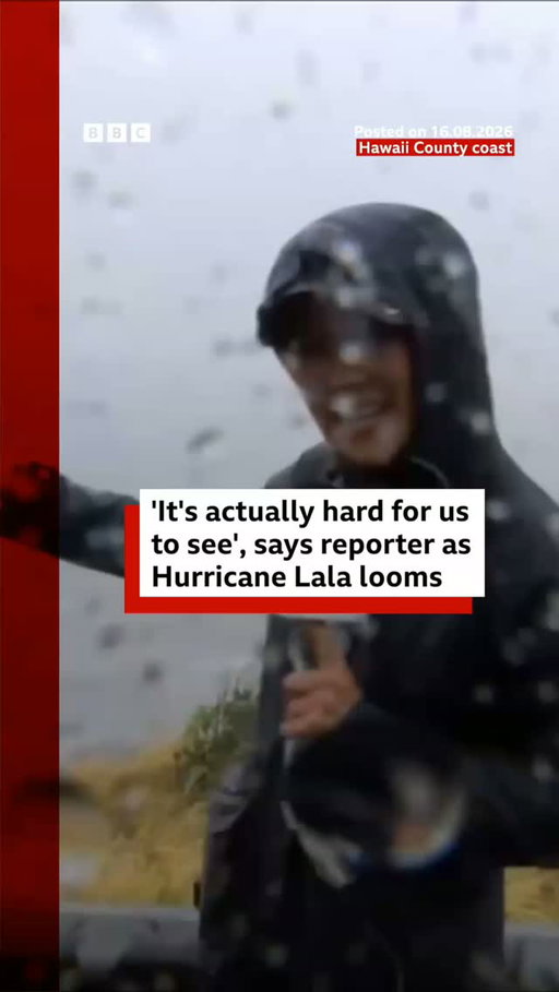 Hawaii is grappling with strong winds and torrential rain as category one Hurricane Lala lashes against its southern point.
 
With wind speeds as high as 80mph (130km/h), Lala gained hurricane strength on Saturday. It could dump up to 25in (63cm) of rain on Big Island and produce a 3ft storm surge.
 
Tap the link In @BBCNews’s bio to read more about the tropical storm.
 
#BBCNews
