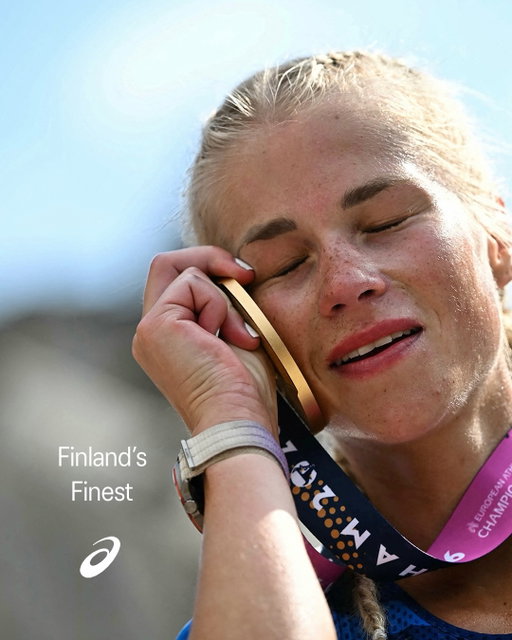 Alisa all the way 💙 🇫🇮 The Flying Finn, @alisavainio , took off from the gun and led the whole marathon. A new championship record, and the biggest winning margin the European Championships has ever seen. Always shining bright - today, even brighter.