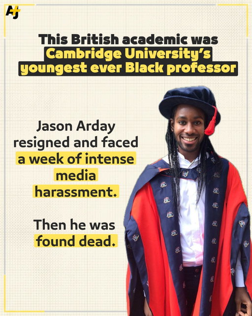 A racist pile-on by British media ended in tragedy for Cambridge University’s youngest ever Black professor.⁣
⁣
Jason Arday resigned over plagiarism allegations. Just over a week later, he was found dead. ⁣
⁣
#UK #Academics #CambridgeUniversity ⁣