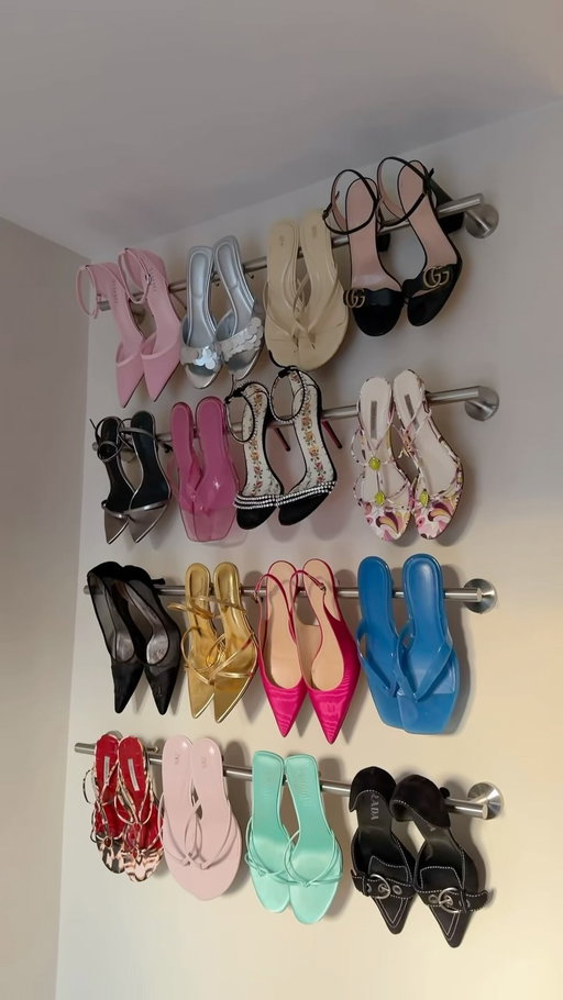 i think carrie bradshaw would be proud 💅🏼💕👡♥️👠 obsessed with how this turned out!!! 

➜ used Sayayo towel rails from @amazonuk 👏🏼
(linked in my storefront)

#reelsinstagram #reels #shoecollection #hack