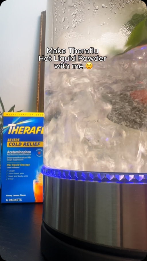 Relax to the soothing sounds of a Theraflu Hot Liquid Powder