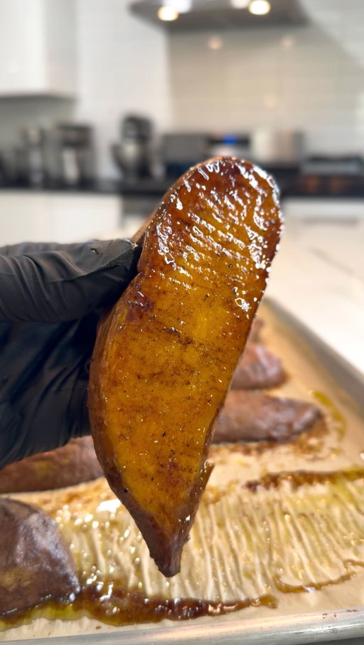 I’m convinced half the people who say they don’t like sweet potatoes just grew up eating somebody’s bad ones. 😂 Because when they’re cooked down and caramelized like this, it’s a completely different conversation.

Caramelized Baked Sweet Potatoes

Ingredients

4 medium sweet potatoes, cleaned
1/3 cup olive oil
2 tbsp maple syrup
1/2 tsp salt
1/2 tsp black pepper
1/2 tsp cinnamon
1/2 tsp vanilla extract

Instructions

Grab 3–4 medium sweet potatoes and slice them lengthwise, right down the middle.

In a bowl, combine the olive oil, maple syrup, cinnamon, salt, pepper, and vanilla extract. Whisk everything together until it forms a smooth, lightly thickened mixture.

Add the sweet potatoes to the bowl and coat them evenly, making sure the flat side is fully covered.

Line a baking sheet with parchment paper and place the sweet potatoes flat side down.

Bake at 400°F for 50–55 minutes (depending on the size/ & All oven vary in temp) , until the bottoms are deeply caramelized and the centers are tender. For context, I used the larger sweet potatoes. 

Let them cool for at least 10 minutes before moving them. This step is important as it allows that caramelized layer to set and release clean from the pan.

#sweetpotatoes #potato #healthy #food #instafood