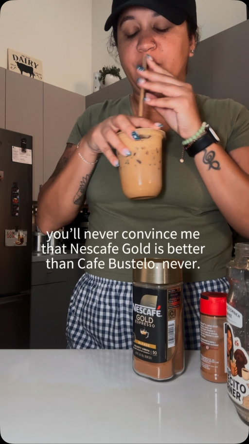 I stand 10 toes on not liking Nescafe Gold and I still try it once a month to see if that changes but I just can’t. 

You’ll never ever change my mind on the fact that the cafe Bustelo instant is superior. 

#coffee #instantcoffee #cafebustelo #nescafegold #brownsugarshakenespresso