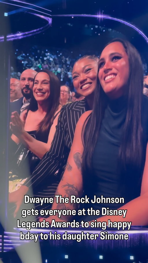 Dwayne The Rock Johnson gets everyone at the Disney Legends Awards Ceremony to sing happy bday to his daughter Simone.

@therock 

#D23Expo2026