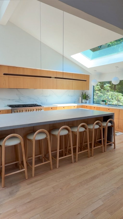 They say the standard height for upper cabinets from the counter is 18 inches and shouldn’t be less than 15” or more than 20” away… guess what- I disagree. 

Ours are 27” above our countertops and I LOVE that we made that decision. For reference I’m 5’6”. 

My thoughts: 👇🏼
➖ it allows our backsplash to be what you see first
➖ It’s never dark under our cabinets 
➖ the kids can comfortably sit on the counter to help cook
➖ can still easily reach upper cabinets and we store things we rarely use at the very top. 
➖ allows the vent hood and side cabinets to all be the same height across for a more simple look
➖ The counters never feel crowded

Let me know what you think…
