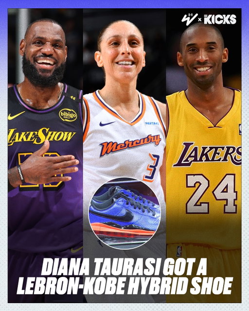 Diana Taurasi received a pair of custom shoes for her jersey retirment, fusing the Kobe Bryant x Nike AF1 with the Nike LeBron 8 and 10 🔥

(Customs by @vickalmighty)
