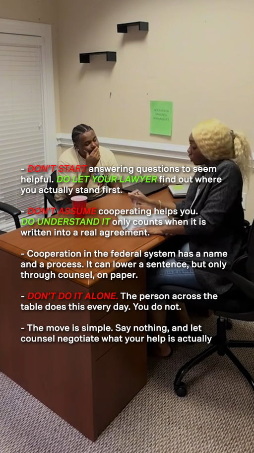 “Let's work together” doesn't mean you should start talking. Federal cooperation can have serious consequences, and the terms matter. Know what you're agreeing to before you give the government anything.

Free federal sentencing course in the bio. learnfederalsentencing.com.

#FederalCriminalDefense #FederalSentencing #FederalLaw #CriminalDefense #DOJ #KeithAndLorfing
