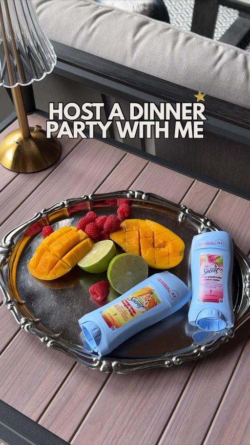 #ad Hosting a dinner party means spending the entire day running around. ☀️💗 From decorating to prepping drinks and getting everything ready for my girls, I needed something that could keep up.

I’ve been loving the new Secret Mocktails collection - the Berry Passionate and Mango Tango scents are SO fun that they even inspired the mocktails I made for the party! 🍓🥭✨

With up to 72 hours of sweat and odour protection, Secret Mocktails deodorant helps keep me feeling fresh and confident through even my busiest hosting days, all while smelling AMAZING!

Which mocktail-inspired scent are you trying first? 💕 #SecretMocktails  #FresherUnderPressure