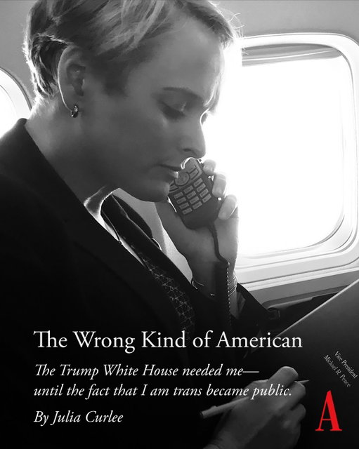 Julia Curlee was the first CIA officer to transition openly and keep working at the agency. The Trump White House needed her—until her identity became public. She recounts her time in service in The Atlantic’s October issue.

Over almost 20 years, Curlee traveled to 35 countries. She briefed President Trump and Vice President Pence, and served as a director for intelligence programs on President Biden’s National Security Council. On Trump’s second Inauguration Day, Curlee writes, “I stood in the West Wing to brief the new national security adviser, minutes after he’d taken office. Down the hall, the president signed an executive order banning me from restrooms in all federal buildings.” She continues, “The next day, my team fanned out to brief the new leadership on our nation’s highest secrets. Then these leaders stripped my insurance coverage for the estrogen that keeps me healthy, voided my discrimination protections, and declared me ‘male’ to foreign governments on my passport. I kept briefing them anyway.”

Then, in the spring, the right-wing provocateur Laura Loomer announced that an unnamed transgender holdover from the Biden administration was still working “in the NSC intel office.” Curlee was released from her service at the White House.

“This administration has already taken most of what I had to lose. I know that the White House and its online mob will come for me,” Curlee writes. “I was offered an untenable bargain: Don’t make trouble. Take the insults—‘deviant,’ ‘diversity hire,’ ‘man in a dress’—from those who have never faced enemy fire, who asked for my assistance in private and then signed the orders to erase people like me because ‘transgender ideology’ was a threat to Western civilization.

“Flailing regimes dehumanize minorities to distract from their failures,” Curlee continues. “This will not stop with trans people. It never has. But that caricature works only if people like me don’t exist—and I exist.”

Read more at the link in our bio.