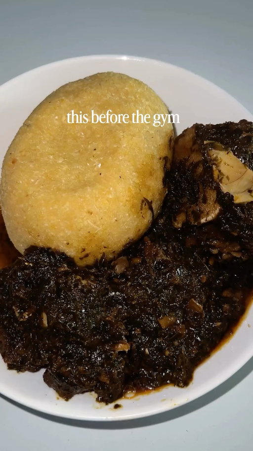 elite pre-workout fuel 🤭

afang soup & eba just hits different in the best way before a heavy lift day