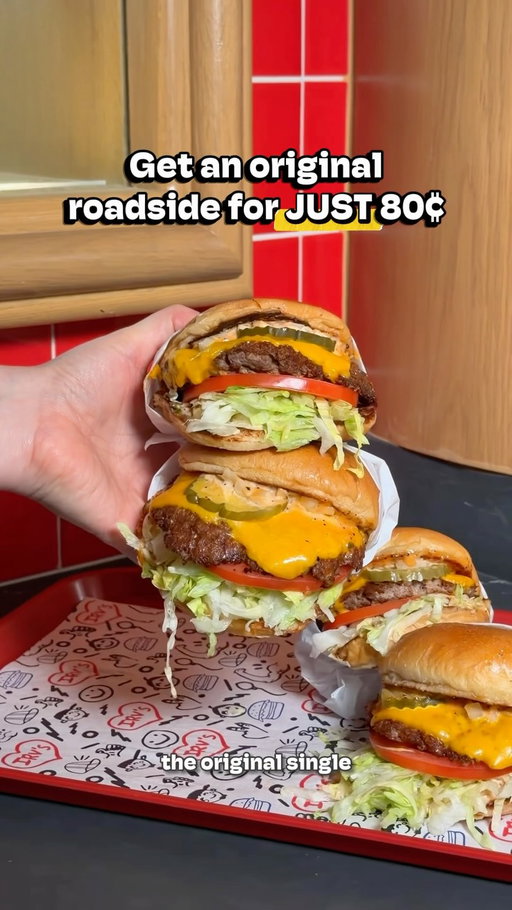 We’re celebrating 80 years with an .80¢ burger! 🎊🍔👏 For one day only, on August 26, you can get one Roadside Original for .80¢ at all of our locations! 

Come celebrate our 80th birthday! 
ONE day! One Iconic Burger Stand. 

📆 👉Wednesday, August 26th
Get 1️⃣ Roadside original for 80¢