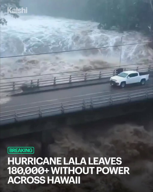 Hurricane Lala battered Hawaii with torrential rain and powerful winds, leaving more than 180,000 customers without power and damaging at least 100 homes. 

Severe flooding swept away homes and turned rivers and waterfalls into raging torrents as Lala weakened and moved west of the islands.