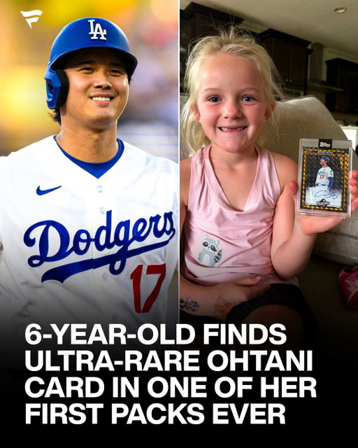 Shohei Ohtani just made her a collector for life 🥹

A dad gave his 6-year-old daughter and her brother four packs of cards each to open at home. When he later went through his daughter’s cards, he spotted something she didn’t realize was special: a redemption for a Shohei Ohtani 1-of-1 autograph.

Now, the family has listed the card on Fanatics Collect where it has a current bid of $21,000.