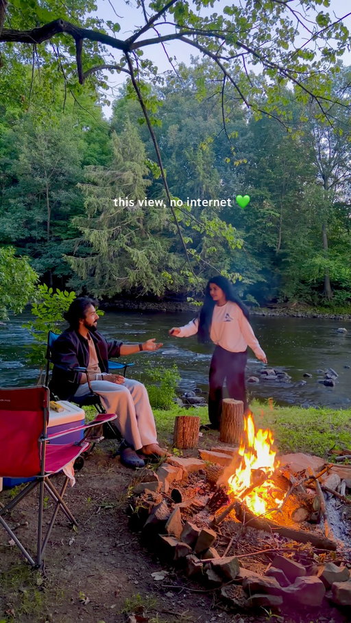 You & me, this view, and no internet. 🌿❤️🏕️🏞️

We spend so much of life chasing deadlines, emails, meetings, work and money..don’t forget to actually live a little.

Nature is our best therapy. Sometimes self-care looks like escaping the city, slowing down, and simply being present with each other. 🏕️🌲

Our little hidden stay was near Champlain, close to the Lacolle border, was one of our Hipcamp finds and honestly, one of the best hosts we’ve had.
Take the escape. Take small break, Disconnect to reconnect. ❤️

Thank you @hipcamp for this mesmerizing spot 🤍🌿 Such a peaceful escape, nature, quiet, and the perfect view. Would love to collaborate again! 🏕️✨
#couple #nature #reeltrends #fyp #desi