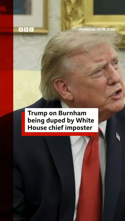 US President Donald Trump says he believes UK Prime Minister Andy Burnham had "a miscommunication" with someone he believed to be White House Chief of Staff, Susie Wiles.
 
Burnham revealed that he had been exchanging texts with someone he thought to be chief of staff before discovering they were an imposter.
 
Tap the link in @BBCNews's bio to read more about this story.
 
#AndyBurnham #SusieWiles #DonaldTrump #BBCNews