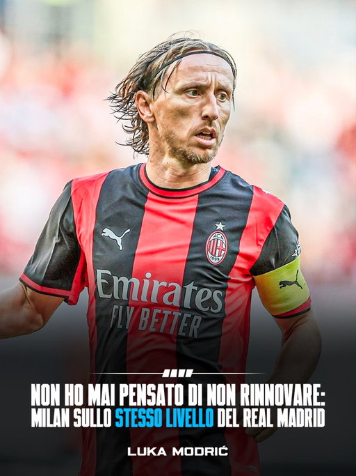 🚨 Luka Modrić non ha mai avuto dubbi ✨🇭🇷

“Dentro di me sapevo di 𝐯𝐨𝐥𝐞𝐫 𝐜𝐨𝐧𝐭𝐢𝐧𝐮𝐚𝐫𝐞, ma allo stesso tempo dovevo verificare altre cose che mi permettessero di farlo. Adesso sono qui e sono molto felice di essere tornato”.

“Ho giocato nel più grande club del mondo, il Real Madrid, ma la mia sensazione è che il Milan sia allo stesso livello”. 

“Chi parla del Milan, lo fa in maniera diversa rispetto ad altri club. E quando arrivi qui, capisci perché: è uno dei club 𝐩𝐢𝐮’ 𝐢𝐦𝐩𝐨𝐫𝐭𝐚𝐧𝐭𝐢 𝐝𝐞𝐥 𝐦𝐨𝐧𝐝𝐨, chi ci lavora lo rende grande, i tifosi. Ho capito come mai il Milan sia così grande”. ❤️🖤
